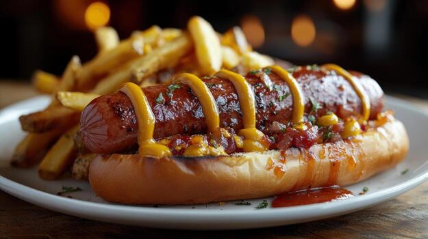 Mildly Spiced Hotdog and Fries